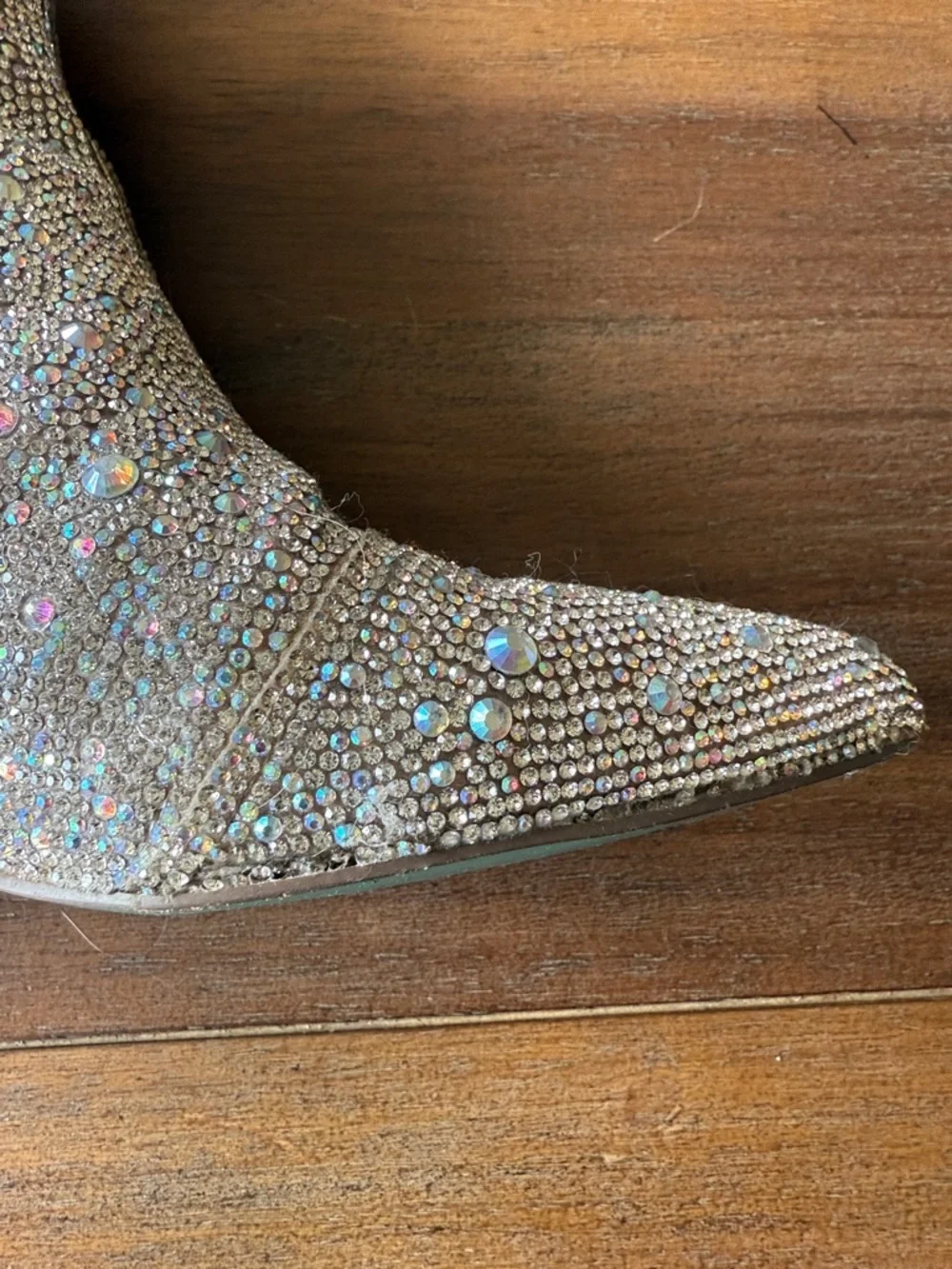 Betsey Johnson Iridescent Crystal Embellished Ankle Boots